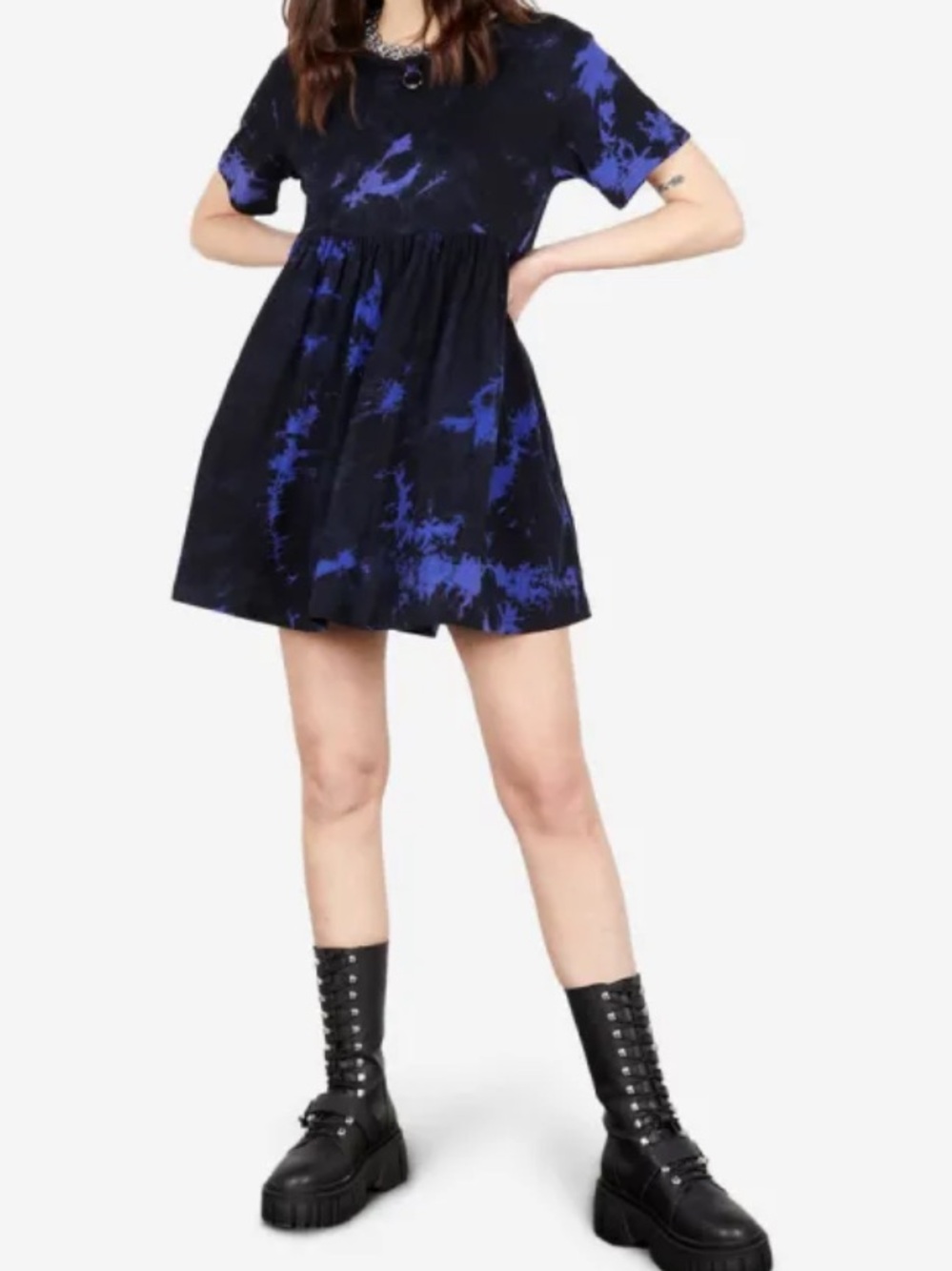 DISTURBIA Purple Haze Tie Dye Cotton Goth Alt Skater Babydoll Mini Dress 6